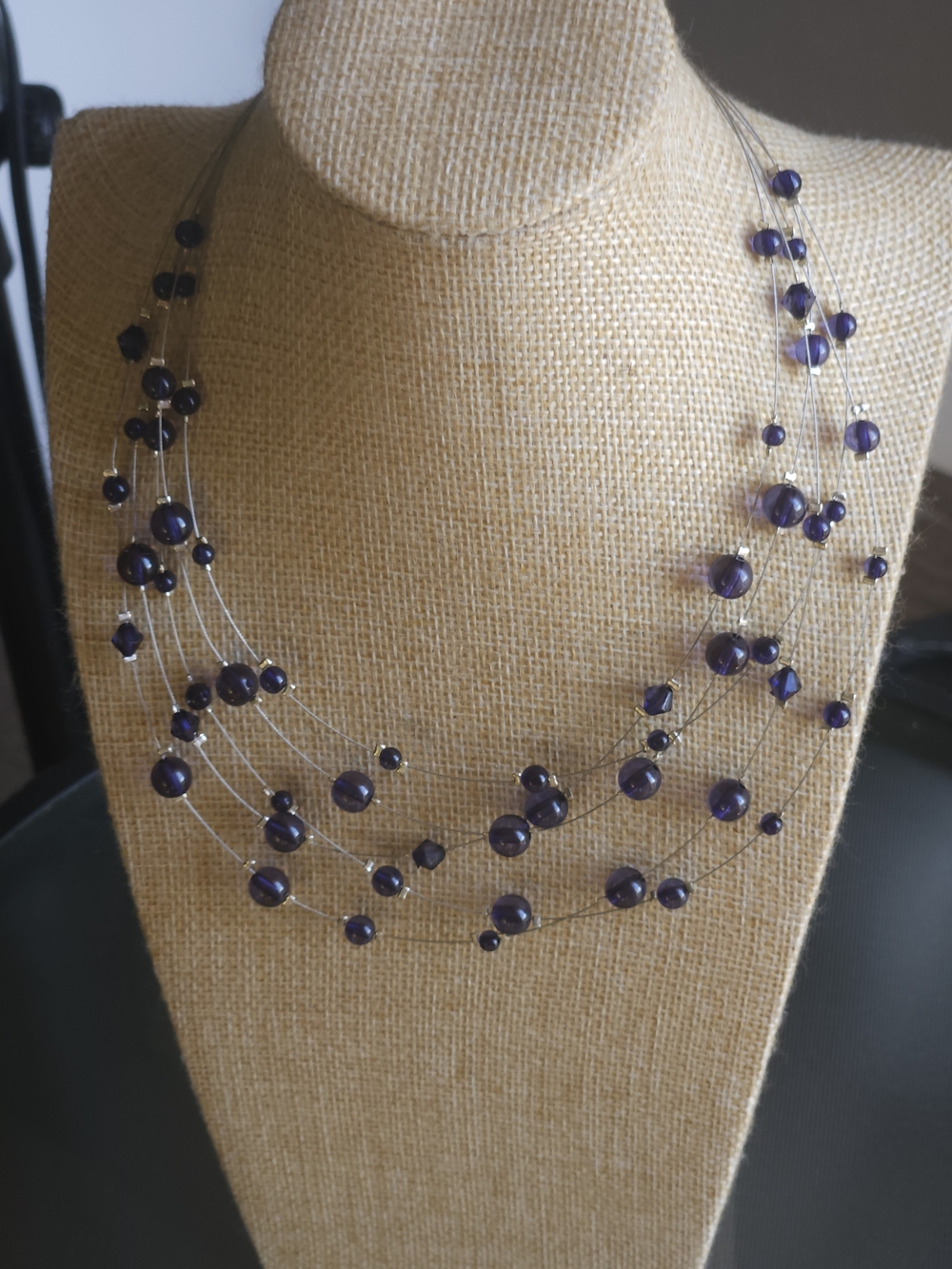 Vintage Periwinkle Statement Necklace | Unique Beaded Design